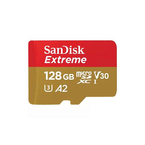 Карта памяти SanDisk Extreme microSDXC 128GB + SD Adapter 160МB/s, Class 10 UHS-I U3 (SDSQXA1-128G-GN6MA) 